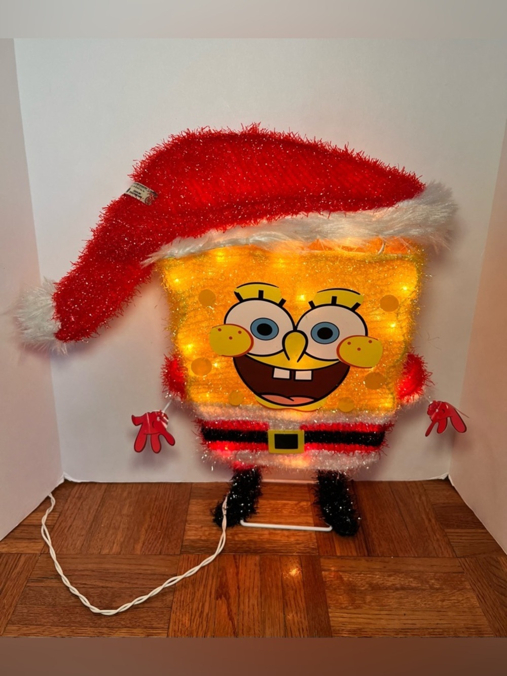 RARE Vintage 2012 SpongeBob Santa 3D Pre-Lit Tinsel Decor HTF - Picture 2 of 11